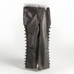 Wilsons Maxima Black Leather Pants Women’s 6 Silver Rings Moto Biker Vintage